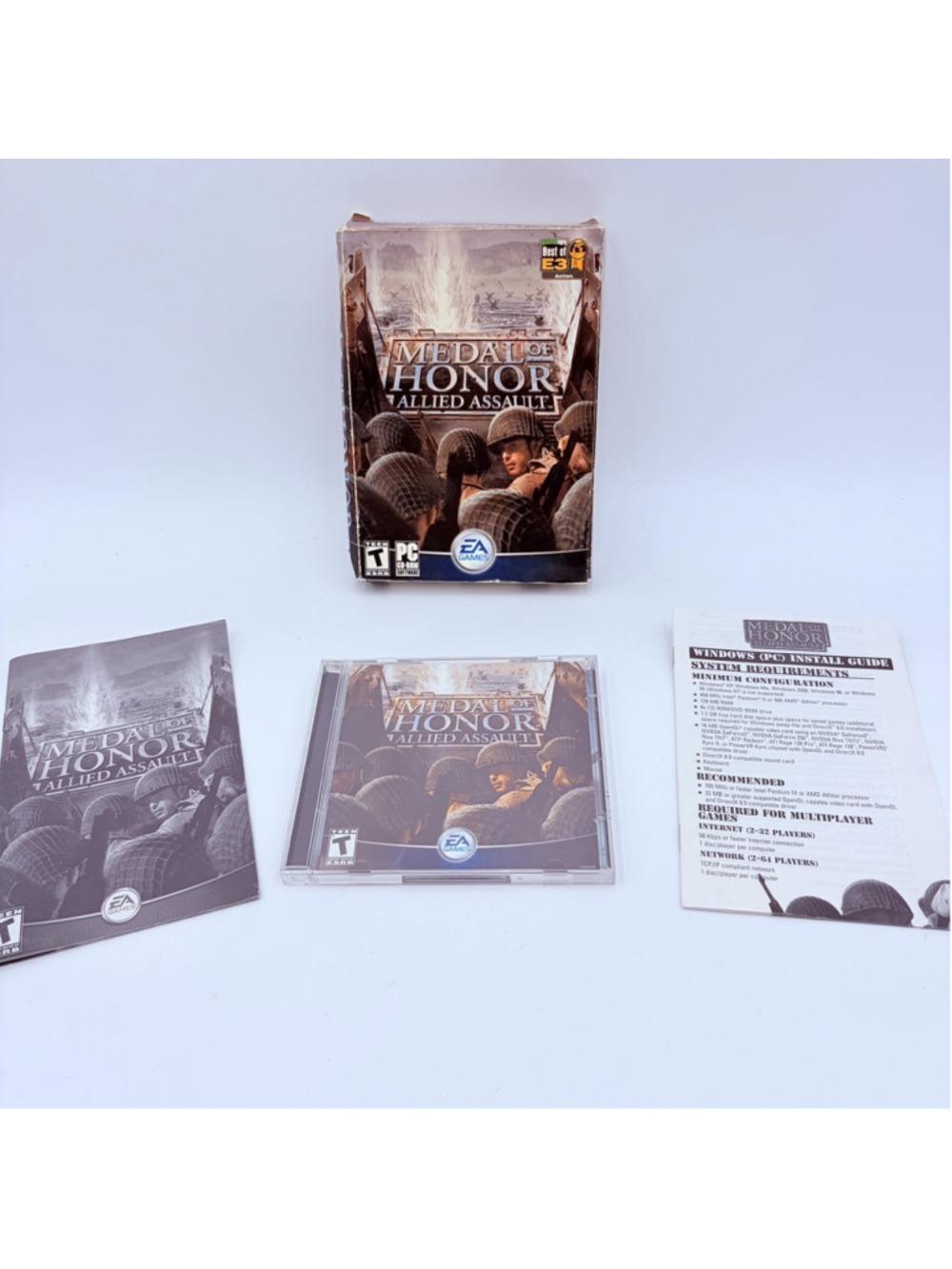 EA Medal of Honor Allied Assault PC CD-ROM Big Box Complete 2 Disc Manual